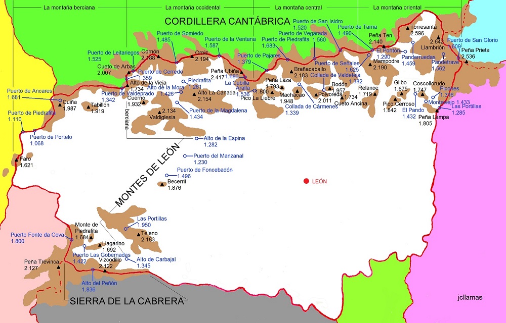 Mapa León mapa-León-macizos-sectores-alturas